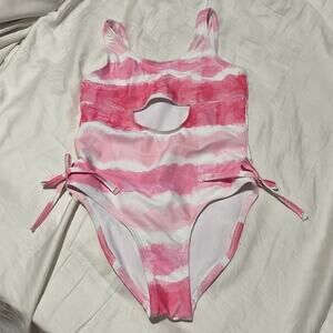 Vanilla sky 7 tye dy pink one piece swimsuit euc